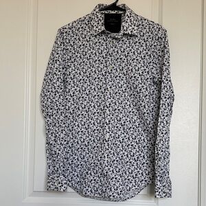 Zara White Shirt with Navy Floral Print
